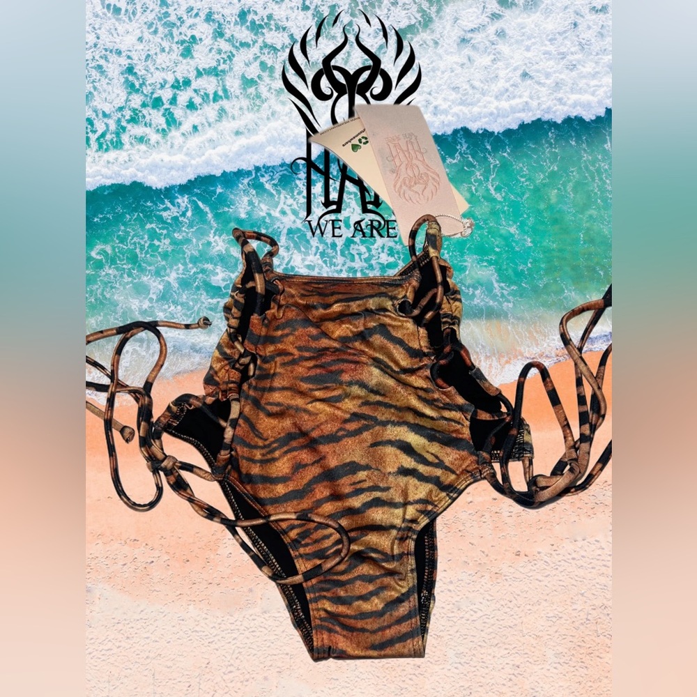 🐅RARE🐯 We Are HAH Tiger Hi Kini Swimsuit | Sustainable Statement Swimwear - Picture 2 of 7